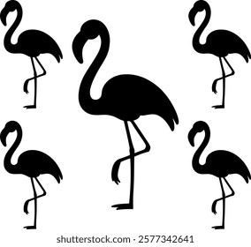 Black flamingos vector silhouette art illustration