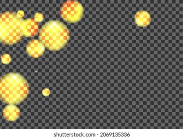 Vector transparente de fondo de la bengala negra. Textura de partícula de confetti. Tarjeta brillante. Diseño del cielo del Punto Dorado. Efecto dorado.
