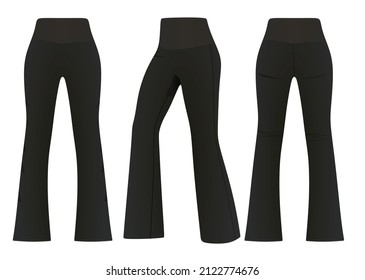 Black flared loose pants. vector
