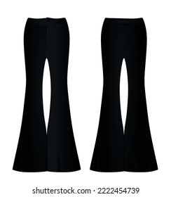 Black  flared loose pants. vector