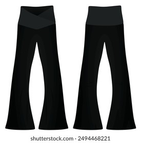 Black flared loose pants. vector