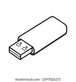 black flash disk, usb flash drive outline, vector design