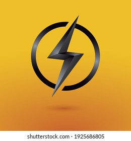 Black Flash Logo Design. 3D Bolt Logo