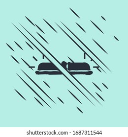 Black Flasher siren icon isolated on green background. Emergency flashing siren. Glitch style. Vector Illustration