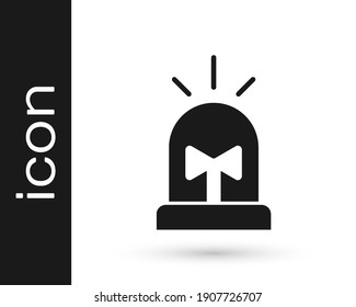 Black Flasher siren icon isolated on white background. Emergency flashing siren.  Vector