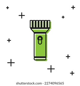 Black Flashlight for diver icon isolated on white background. Diving underwater equipment.  Vector