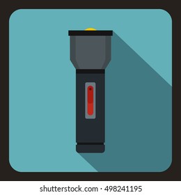 Black flashlight icon. Flat illustration of flashlight vector icon for web