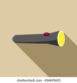 Black flashlight icon in flat style
