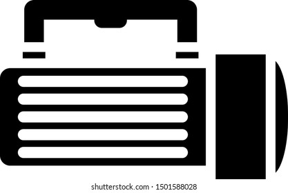 Black Flashlight icon isolated on white background. Tourist flashlight handle.  Vector Illustration