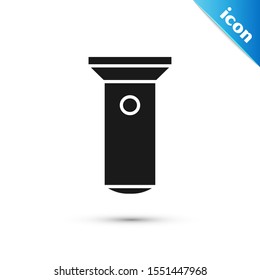 Black Flashlight icon isolated on white background.  Vector Illustration