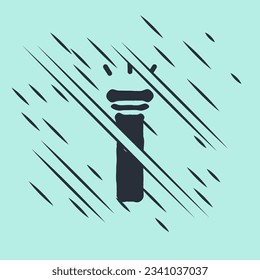 Black Flashlight icon isolated on green background. Glitch style. Vector Illustration