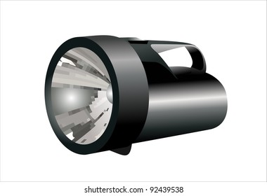 black flashlight isolated on white background