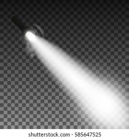 Black flashlight on transparent background. Light effect. Vector illustration.