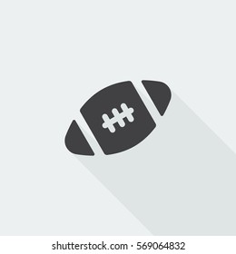 Black flat American Football icon with long shadow on white background