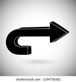 Black flat arrow. Hand drawn sketch. Vector illustration