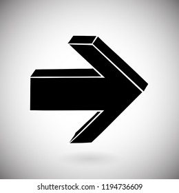 Black flat arrow. Next straight sign. Hand drawn sketch. Vector illustration