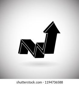 Black flat arrow. UP sign. Hand drawn sketch. Vector illustration