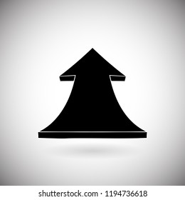 Black flat arrow. UP sign. Hand drawn sketch. Vector illustration