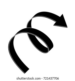 Black flat arrow. Swirl icon. Vector illustration isolated on white background