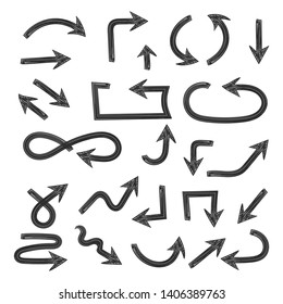 Black flat arrows. Bold icons. Vector illustration isolated on white background