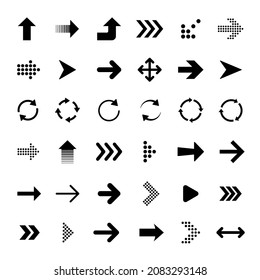 black flat arrows icons on white background