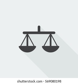 Black flat Balance icon with long shadow on white background