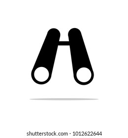 Black flat binoculars shadow icon on white background,vector