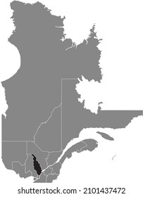 Mapa de ubicación resaltado en blanco y negro de la región CENTER-DU-QUEBEC dentro del mapa administrativo gris de la provincia canadiense de Quebec, Canadá