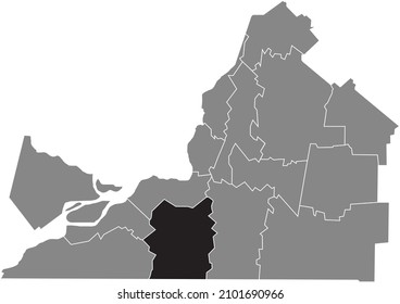 Black Flat Blank Highlighted Location Map Of The LES JARDINS-DE-NAPIERVILLE Regional County Municipality Inside Gray Administrative Map Of Montérégie, Quebec, Canada