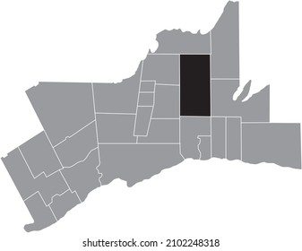 Black flat blank highlighted location map of the UXBRIDGE MUNICIPALITY inside gray administrative map of Greater Toronto Area