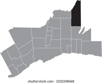 Black flat blank highlighted location map of the BROCK MUNICIPALITY inside gray administrative map of Greater Toronto Area