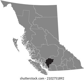 Black Flat Blank Highlighted Location Map Of The SQUAMISH–LILLOOET Regional District Inside Gray Administrative Map Of The Canadian Province Of British Columbia, Canada