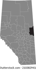 Black flat blank highlighted location map of the BONNYVILLE NO. 87 municipal district inside gray administrative map of the Canadian province of Alberta, Canada