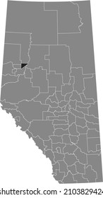 Black flat blank highlighted location map of the PEACE NO. 135 municipal district inside gray administrative map of the Canadian province of Alberta, Canada