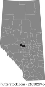 Black flat blank highlighted location map of the LAC STE. ANNE COUNTY municipal district inside gray administrative map of the Canadian province of Alberta, Canada