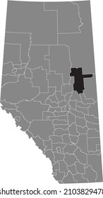 Black flat blank highlighted location map of the LAC LA BICHE COUNTY specialized municipality inside gray administrative map of the Canadian province of Alberta, Canada