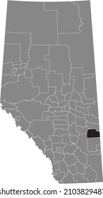 Black flat blank highlighted location map of the SPECIAL AREA NO. 4 inside gray administrative map of the Canadian province of Alberta, Canada