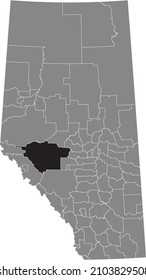 Schwarze, flache, markierte Standortkarte des Stadtteils YELLOWHEAD COUNTY innerhalb der grauen Stadtplan der kanadischen Provinz Alberta, Kanada