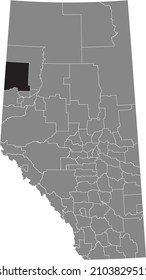 Black flat blank highlighted location map of the CLEAR HILLS COUNTY municipal district inside gray administrative map of the Canadian province of Alberta, Canada