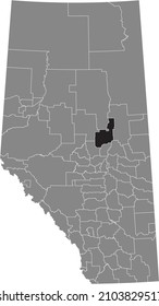 Black flat blank highlighted location map of the ATHABASCA COUNTY municipal district inside gray administrative map of the Canadian province of Alberta, Canada