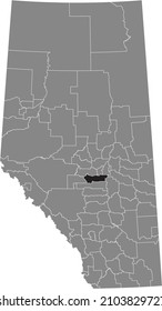 Mapa de ubicación resaltado en blanco y negro del distrito municipal LEDUC COUNTY dentro del mapa administrativo gris de la provincia canadiense de Alberta, Canadá