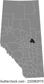 Black flat blank highlighted location map of the SMOKY LAKE COUNTY municipal district inside gray administrative map of the Canadian province of Alberta, Canada