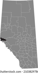 Black flat blank highlighted location map of the IMPROVEMENT DISTRICT NO. 25 (WILLMORE WILDERNESS) inside gray administrative map of the Canadian province of Alberta, Canada