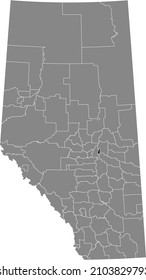 Black flat blank highlighted location map of the IMPROVEMENT DISTRICT NO. 13 (ELK ISLAND) inside gray administrative map of the Canadian province of Alberta, Canada