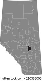 Black flat blank highlighted location map of the CAMROSE COUNTY municipal district inside gray administrative map of the Canadian province of Alberta, Canada