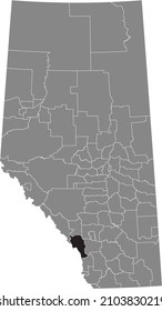 Mapa de ubicación resaltado en blanco y negro del DISTRITO DE MEJORA DE KANANASKIS dentro del mapa administrativo gris de la provincia canadiense de Alberta, Canadá