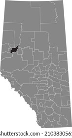 Black flat blank highlighted location map of the BIRCH HILLS COUNTY municipal district inside gray administrative map of the Canadian province of Alberta, Canada