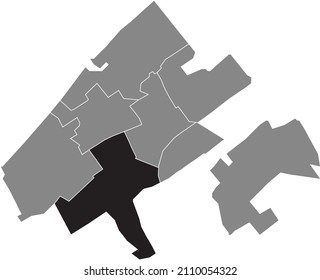 Mapa de ubicación resaltado en blanco y negro del DISTRITO ESCAMP dentro del mapa administrativo gris de los distritos de La Haya, Países Bajos