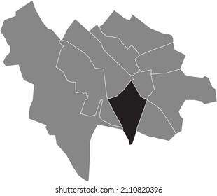 Black flat blank highlighted location map of the ZUIDWEST QUARTER inside gray administrative map of Utrecht, Netherlands