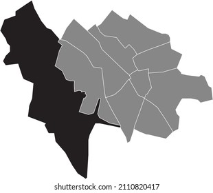 Black flat blank highlighted location map of the VLEUTEN-DE MEERN QUARTER inside gray administrative map of Utrecht, Netherlands